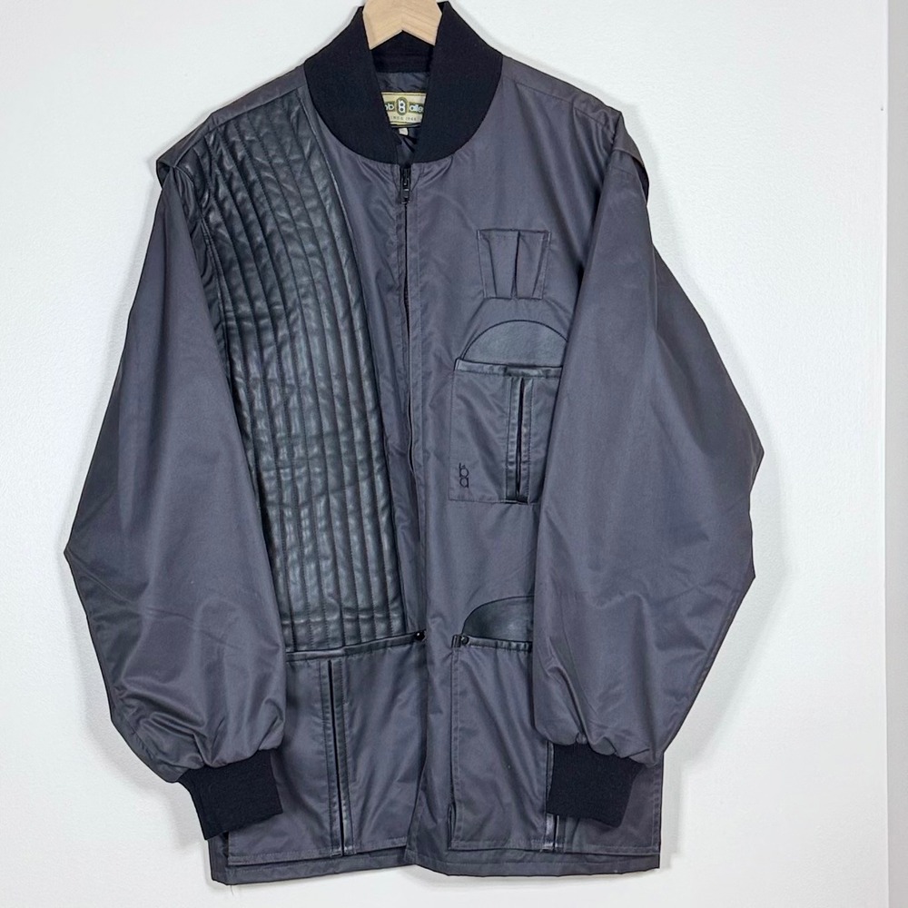 Bob Allen Mens Shooting Jacket Large Gray Quilted Recoil Pad Trap Skeet Hunting